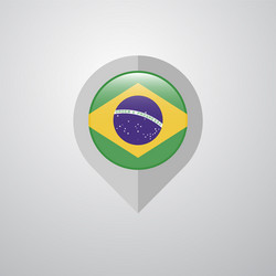 Map navigation pointer with brazil flag design vector