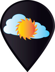 Mark icon pointer gps with cloud and sun vector