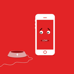 Phone charging flat icon isolated on a red vector