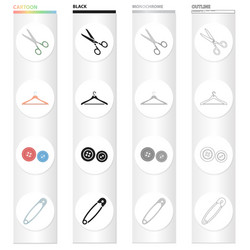 Scissors for sewing hanger equipment button vector