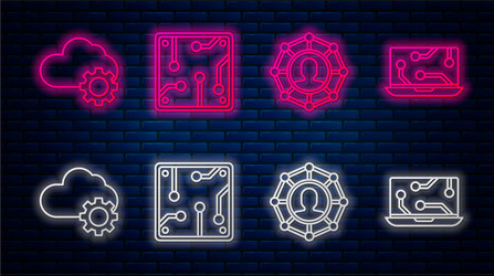 set line processor project team base cloud vector image