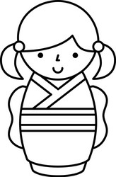 Cute japanese doll icon vector