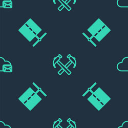 set line two crossed hammers server data web vector image