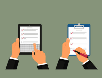 tablet pc and notepad with task list vector image