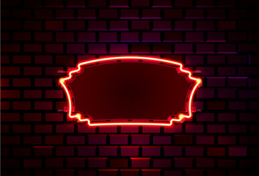 Neon frame on a brick colored wall template vector