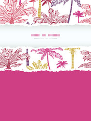 palm trees seamless vertical torn frame pattern vector