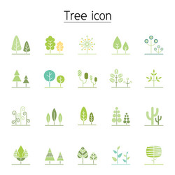 tree icon set in flat color style vector image