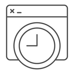 website window with clock thin line icon online vector image