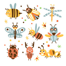 Colorful Bug and Insect Collection Vector Image