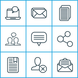 communication icons set with inbox open envelope vector image
