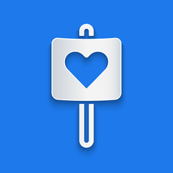 paper cut map pointer with heart icon isolated vector image