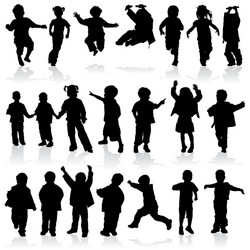 Silhouetted Children Figures Vector Image