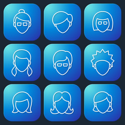 female faces icons set vector