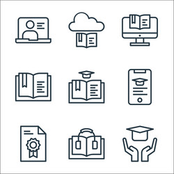 Online learning line icons linear set quality vector