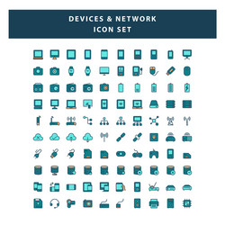 set devices and network icon with filled vector image
