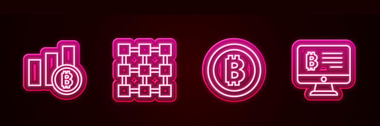 set line pie chart infographic bitcoin blockchain vector image