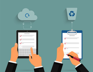 Task List on Tablet with Cloud Sync vector image