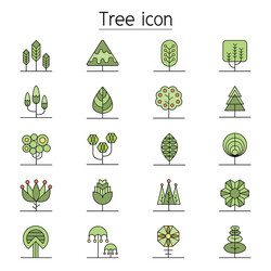 tree icon set in color line style vector image
