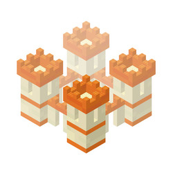 Medieval castle built from blocks in isometric vector