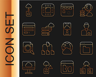 set line cloud technology data transfer browser vector image