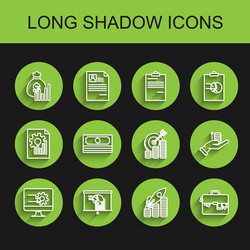 set line computer monitor with graph chart board vector image