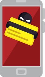 Smartphone with hacker avatar character vector