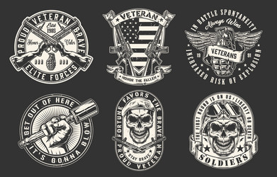 army set monochrome vintage emblem Vector Image