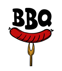 Bbq hand-drawn inscription slogan food court logo vector