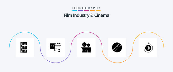 cenima glyph 5 icon pack including film vector