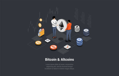 Cryptocurrency bitcoin and altcoins transaction vector