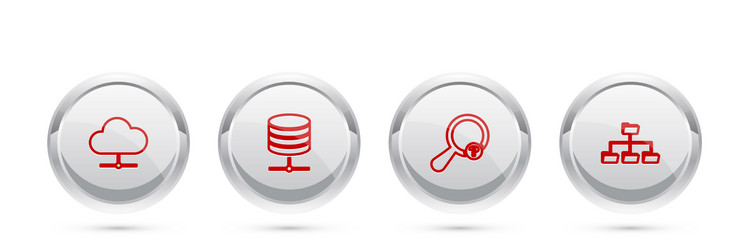 set line network cloud connection server data vector image