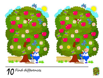 Find 10 differences logic puzzle game vector