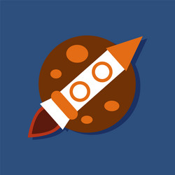 flat icon design collection space rocket and moon vector image