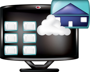 monitor with cloud computing and image format vector image