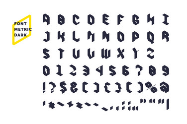 modern technical display font metric set all vector image