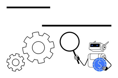 robot analyzing data with magnifying glass vector image