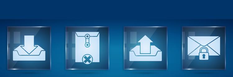 set download inbox delete envelope upload vector image