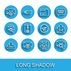 set line upload inbox mail message lock password vector image