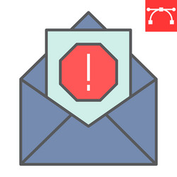 Email virus color line icon security and mail vector