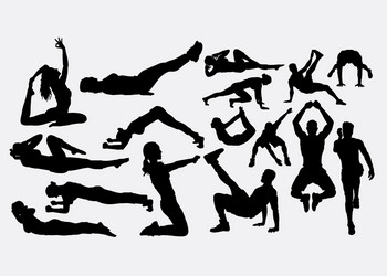 Female Pilates Silhouette - Training & Fitness Vector Image