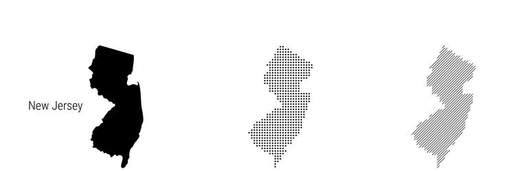new jersey silhouette map and two patterns vector image
