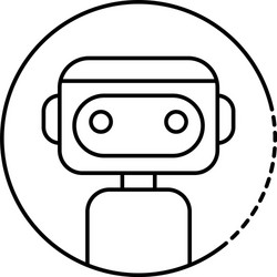 robot in circle icon outline style vector image