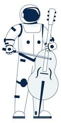 a man in spacesuit is playing cello vector image