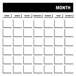 Black and white blank calendar template Royalty Free Vector