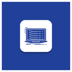 Blue round button for api app coding developer vector