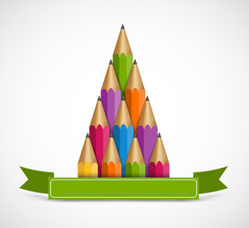 christmas tree of colored pencils background vector