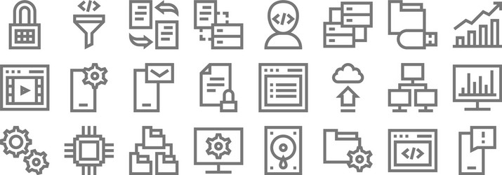 Development line icons linear set quality vector