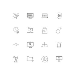 internet security linear thin icons set outlined vector image
