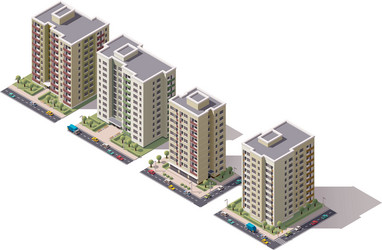 Isometric city buildings set Royalty Free Vector Image