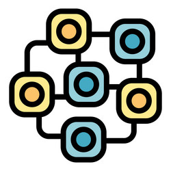 network system connecting multiple data blocks vector image